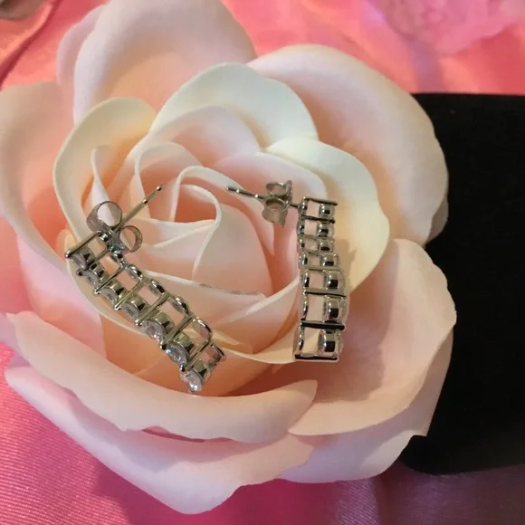 Vintage Kay’s 14k White Gold Diamond Journey Earrings, 1-Carat Total, & Certific - Picture 5 of 14